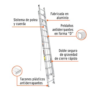 Foto 2 | Escalera De Extensión 24 Peldaños Tipo Iii Truper 16028
