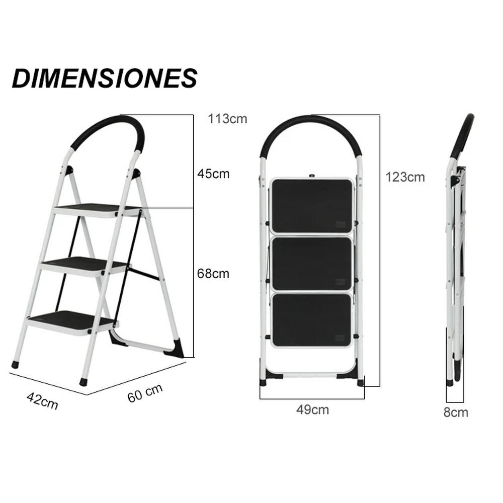 Foto 3 pulgar | Escalera Plegable CJR Tipo Tijera de 3 Peldaños Antiderrapante