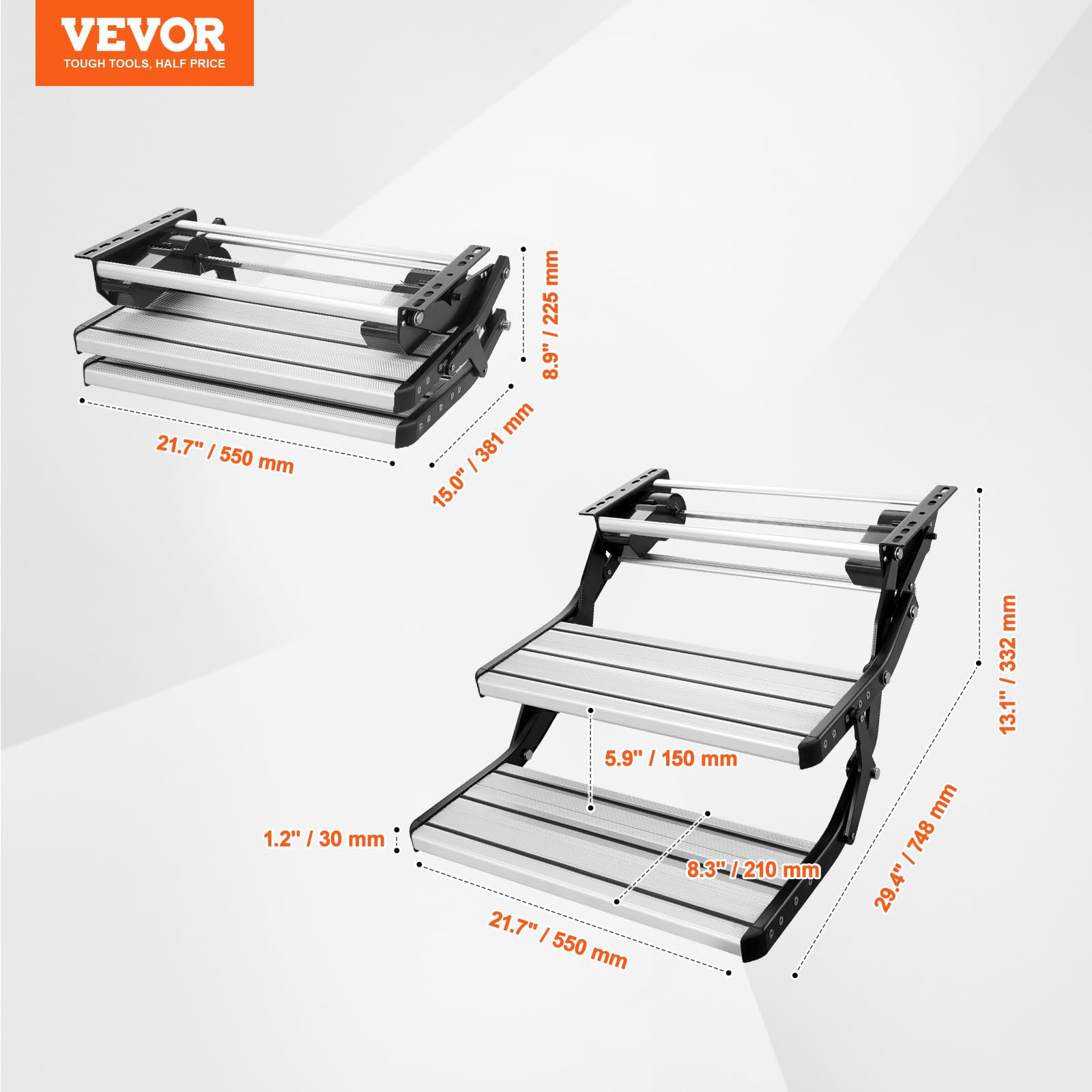 Foto 8 pulgar | Rv Steps Vevor, Eléctrico Retráctil De 2 Pasos, Carga De 200 Kg - Venta Internacional.