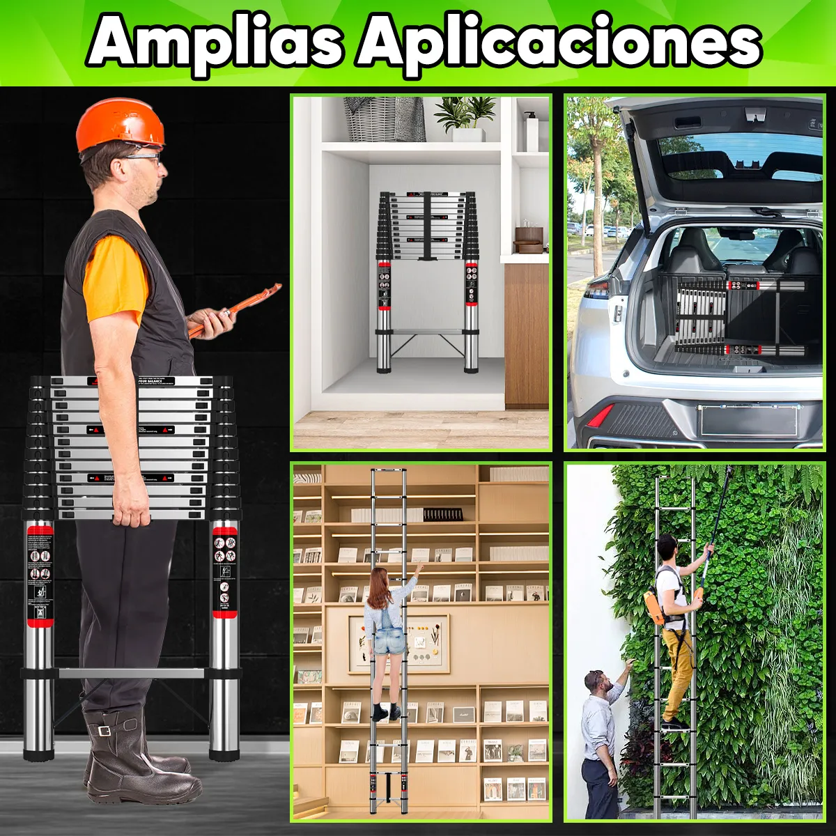 Foto 4 pulgar | Escalera Telescópica De Acero Inoxidable Portátil  Eo Safe Imports Esi-20750 Plateada