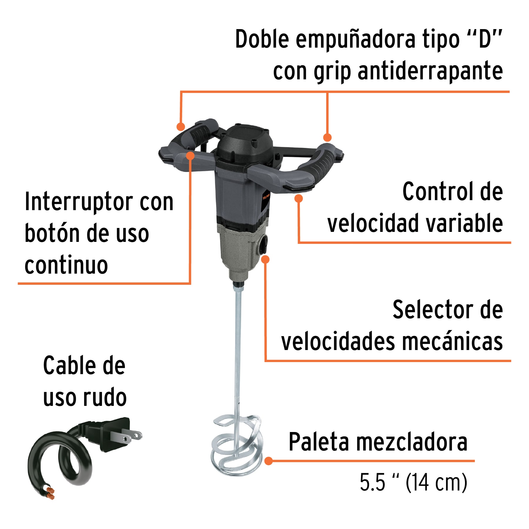 Foto 3 pulgar | Mezcladora Eléctrica de 1500 W Industrial Truper Mez-150N color Gris