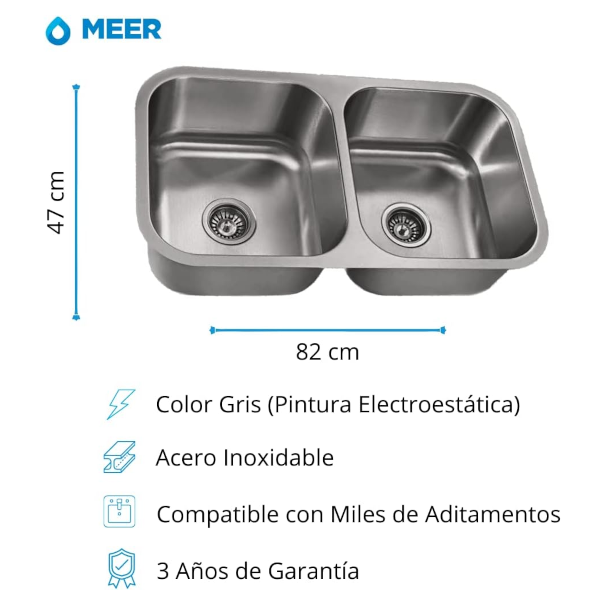 Foto 3 pulgar | Kit Completo de Tarja de Cocina y Mezcladora Meer-CNX Premium Incluye Mangueras