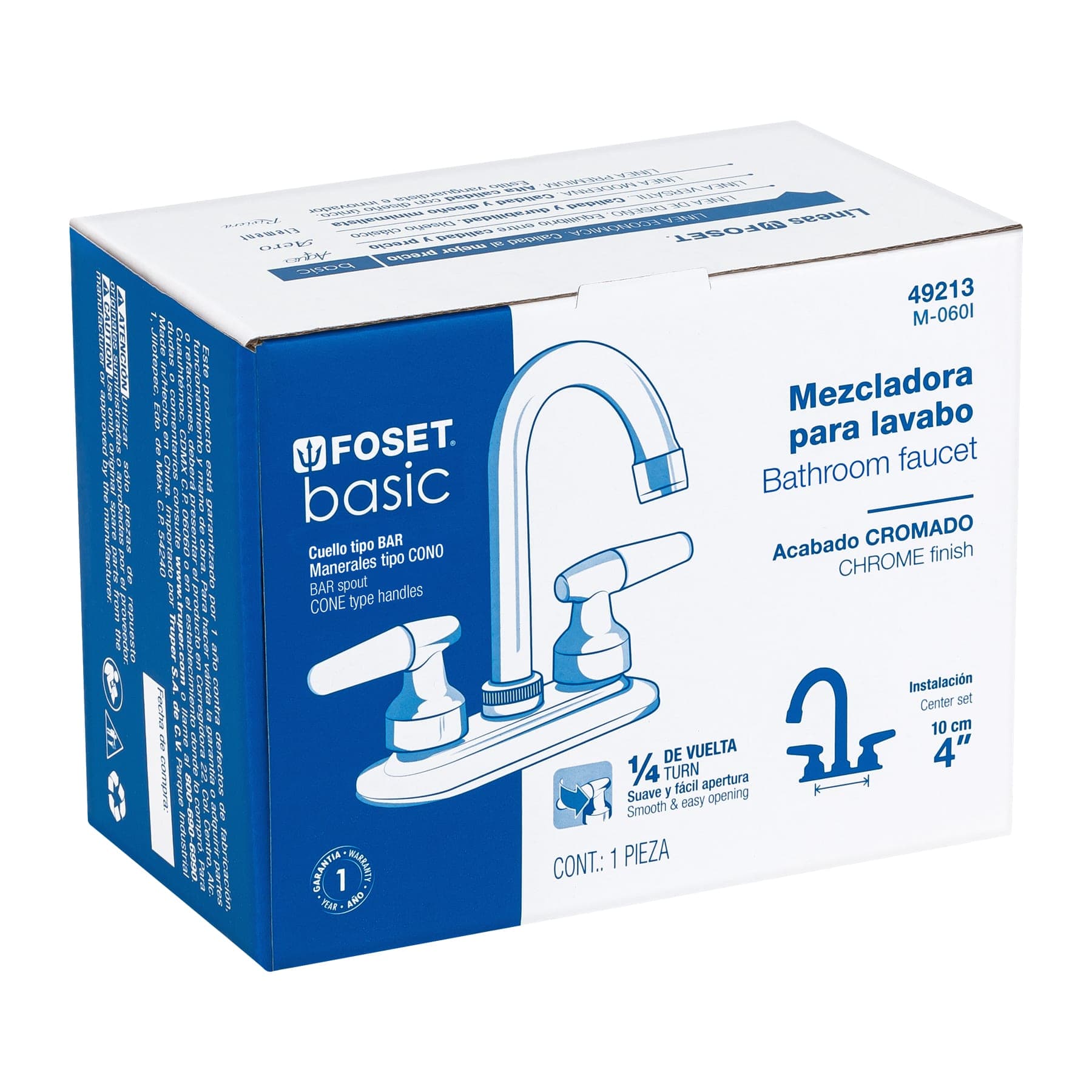 Foto 4 pulgar | Mezcladora Foset M-060I color Gris 4" para Lavabo Cuello Bar Manerales Cono