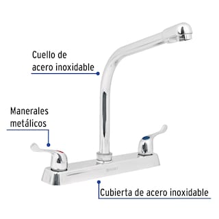 Foto 2 | Mezcladora 8' P/fregadero Cuello Cobra Manerales Palanca Foset