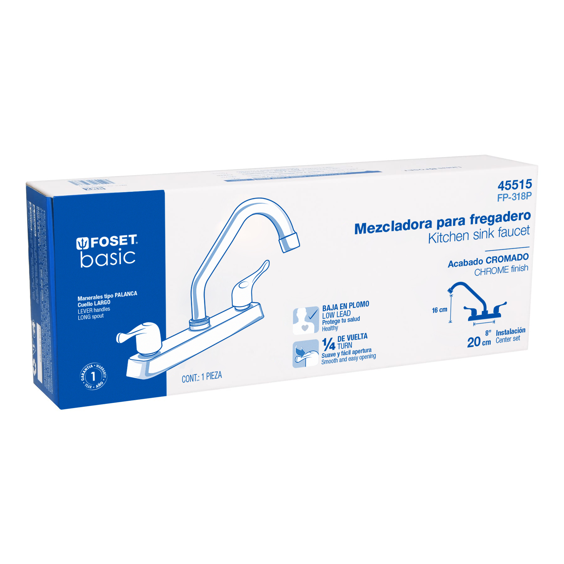 Foto 4 pulgar | Mezcladora Plástica 8' Cuello Largo para Fregadero Foset