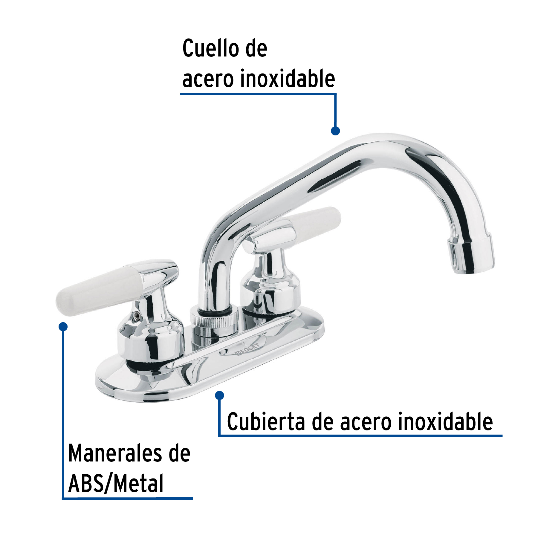 Foto 3 pulgar | Mezcladora Foset M-070I color Gris 4" para Lavabo Cuello Tubular Manerales Cono