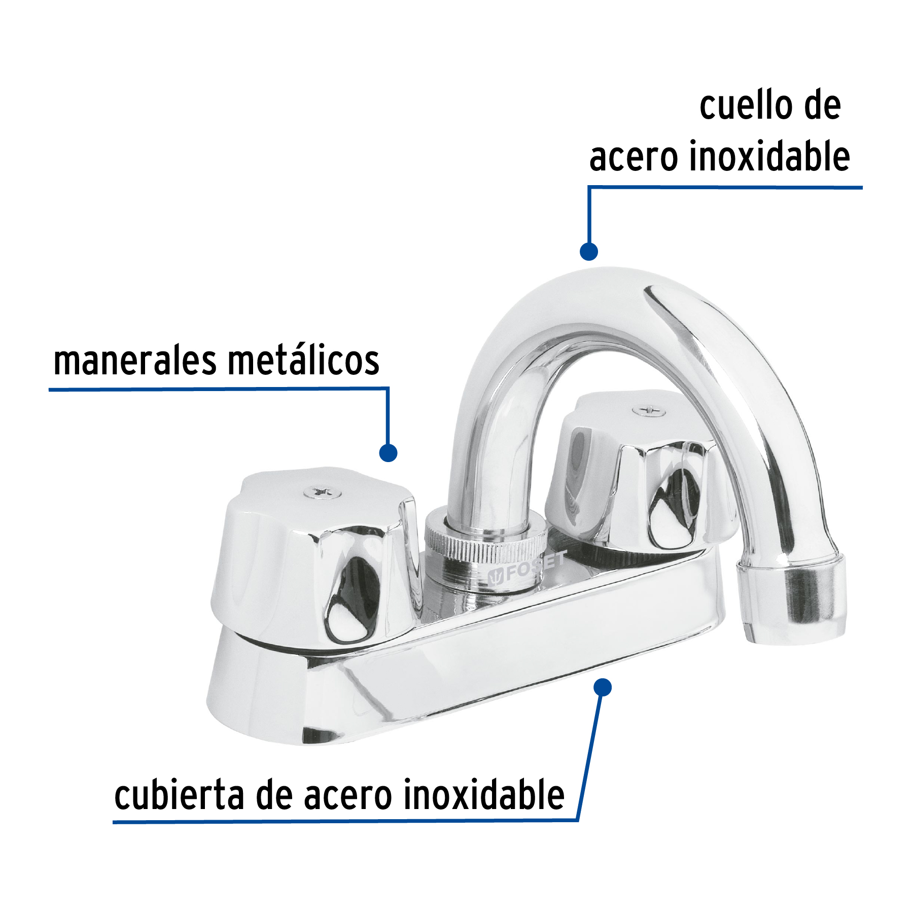Foto 3 pulgar | Mezcladora Foset M-050-C color Gris 4" para Lavabo Cuello Curvo Cartucho Compresión