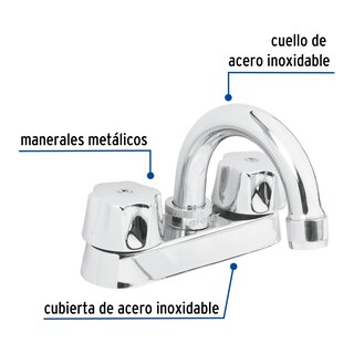 Foto 2 | Mezcladora Foset M-050-C color Gris 4" para Lavabo Cuello Curvo Cartucho Compresión