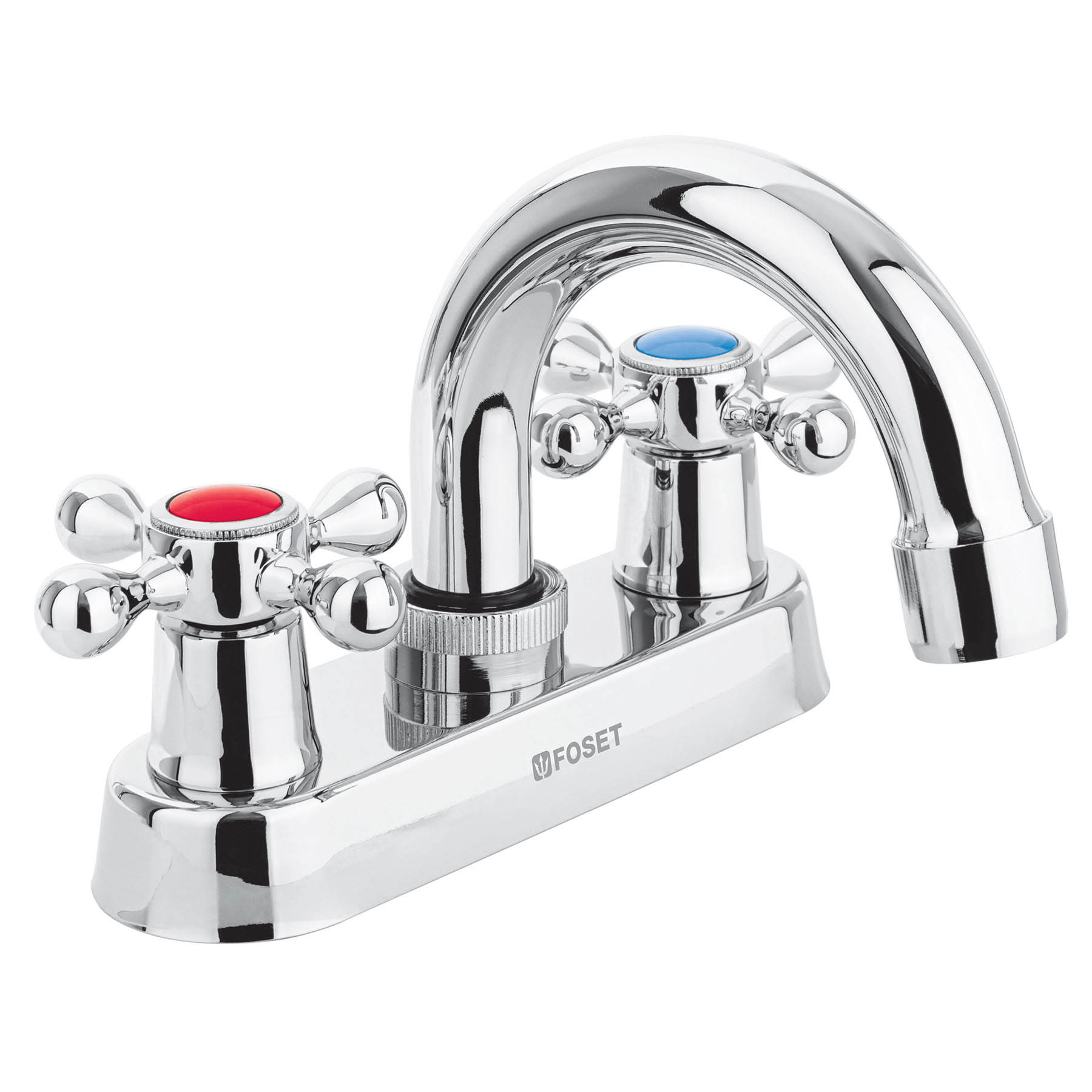 Foto 2 pulgar | Mezcladora Foset M-050E color Gris 4" para Lavabo Cuello Curvo Manerales Cruceta