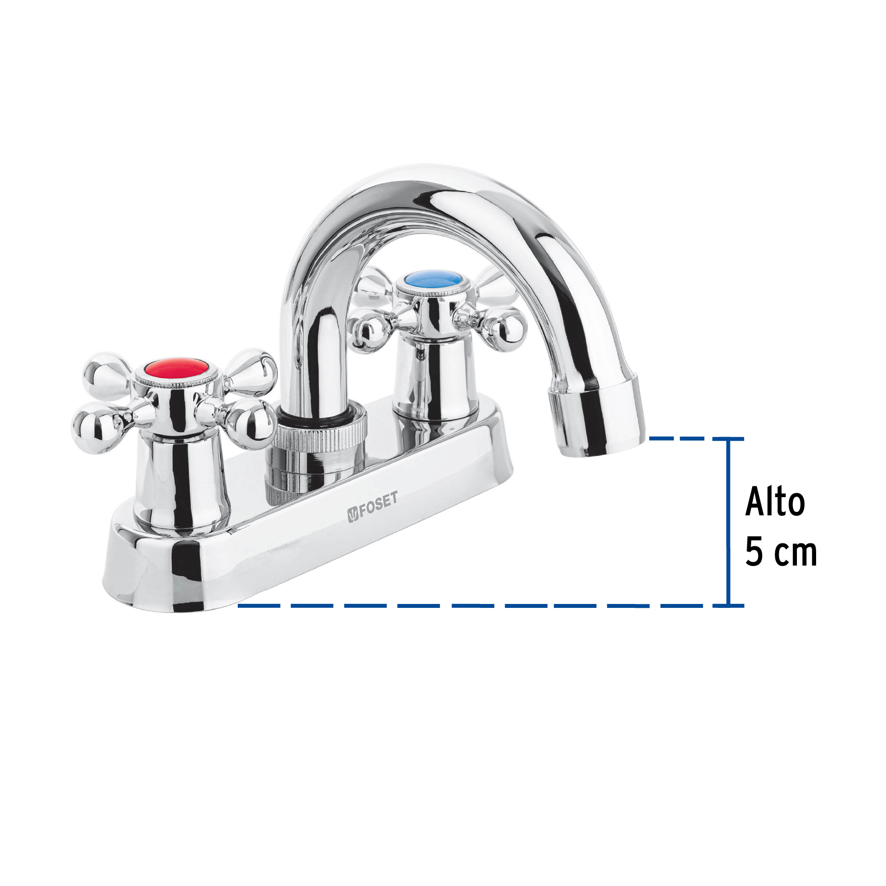 Foto 4 pulgar | Mezcladora Foset M-050E color Gris 4" para Lavabo Cuello Curvo Manerales Cruceta