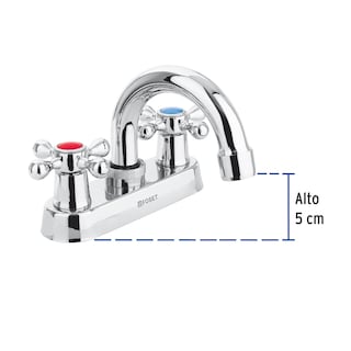 Foto 3 | Mezcladora Foset M-050E color Gris 4" para Lavabo Cuello Curvo Manerales Cruceta