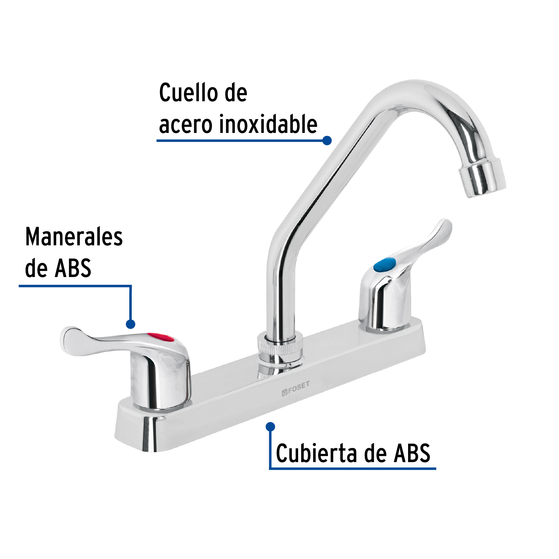 Foto 2 | Mezcladora Plástica 8' Cuello Corto para Fregadero Foset
