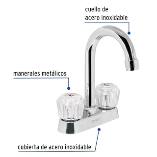 Foto 2 | Mezcladora Foset M-060A color Gris 4" para Lavabo Cuello Bar Manerales De Acrílico