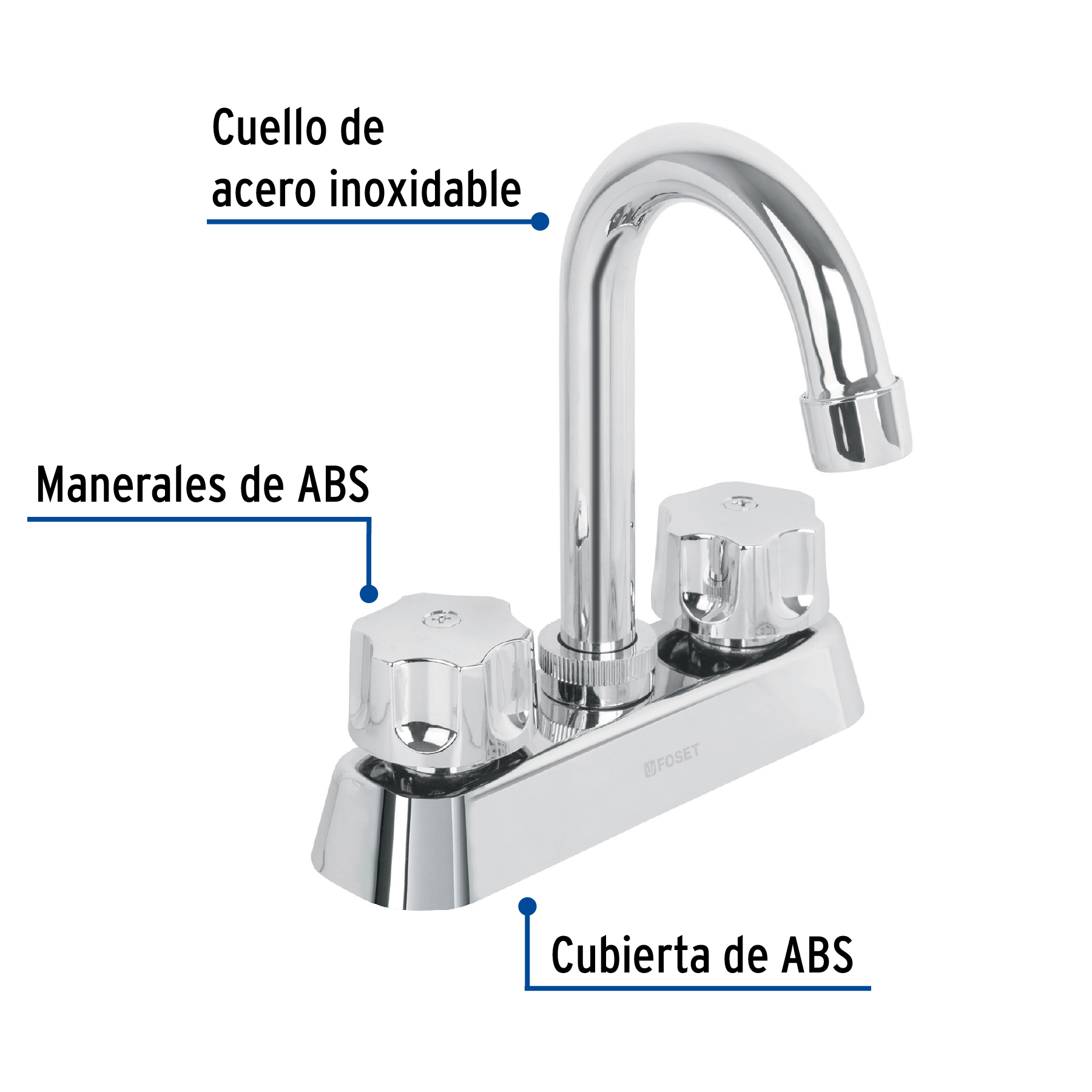 Foto 3 pulgar | Mezcladora Plástica 4' p/lavabo Cuello Tipo Bar hex Basic Foset