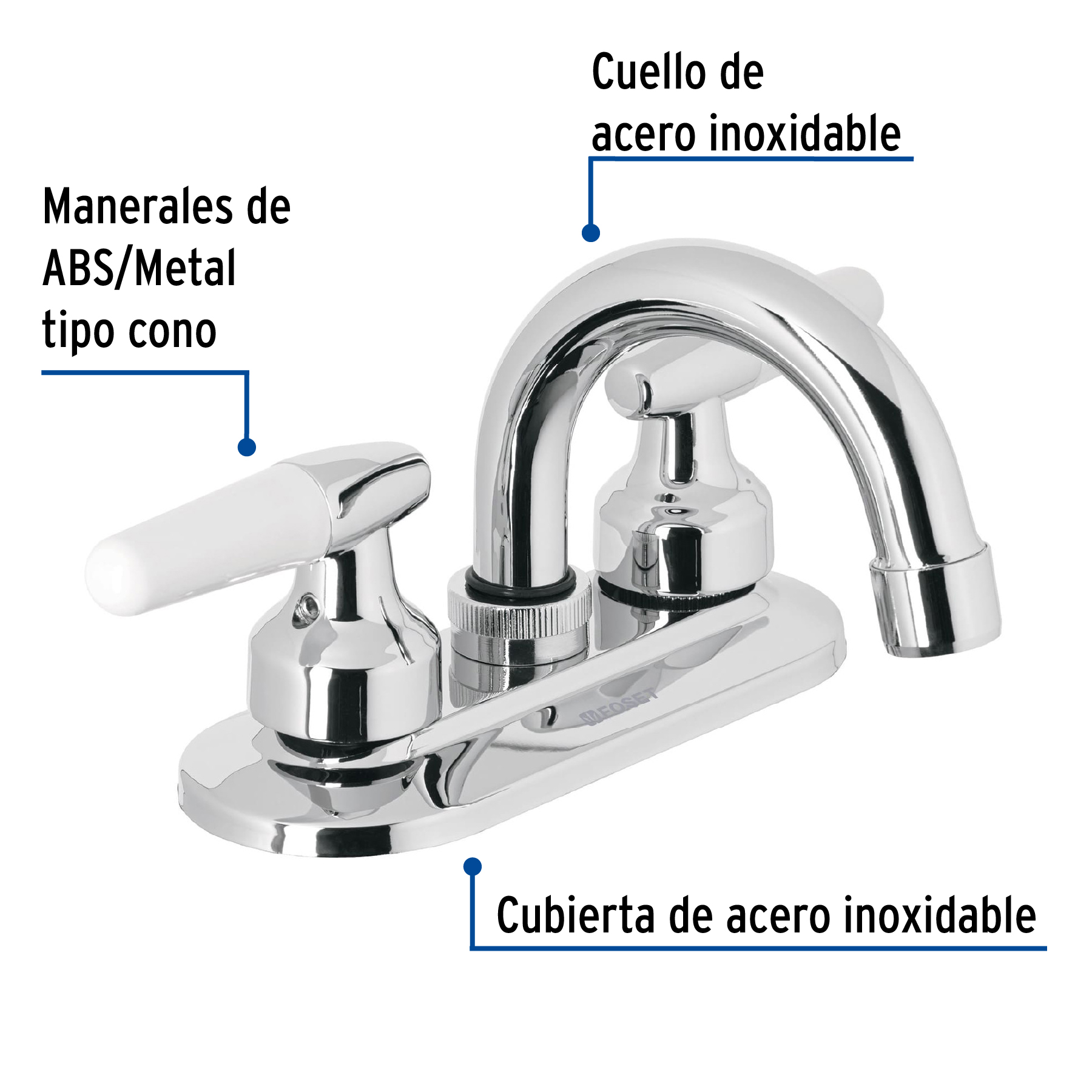 Foto 2 | Mezcladora Foset M-050I color Gris 4" para Lavabo Cuello Curvo Manerales Cono