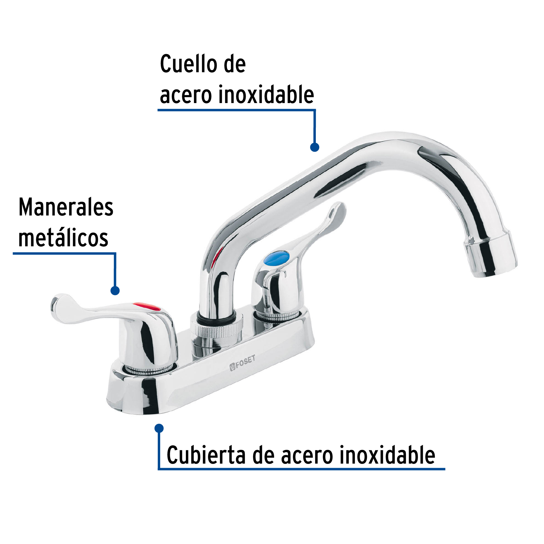 Foto 3 pulgar | Mezcladora Foset M-070P color Gris 4" para Lavabo Tubular Manerales Palanca