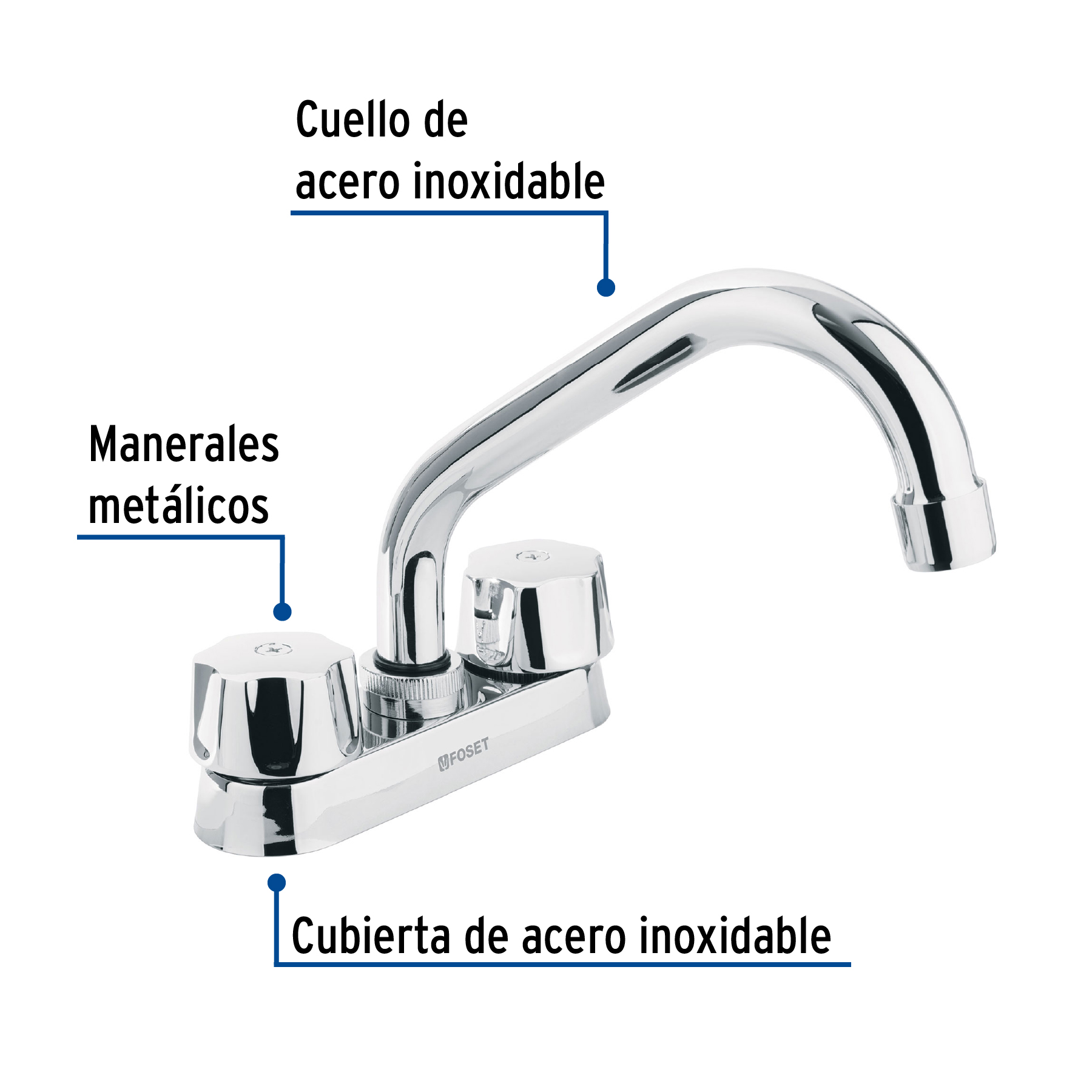 Foto 3 pulgar | Mezcladora Foset M-070 color Gris 4" para Lavabo Tubular Cartucho Cerámico