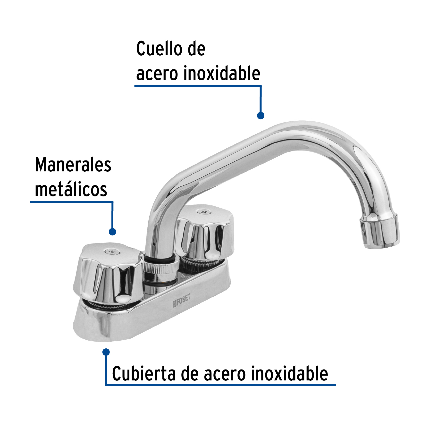 Foto 3 pulgar | Mezcladora Foset M-070-C color Gris 4" para Lavabo Tubular Cartucho Compresión