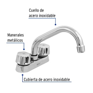 Foto 2 | Mezcladora Foset M-070-C color Gris 4" para Lavabo Tubular Cartucho Compresión