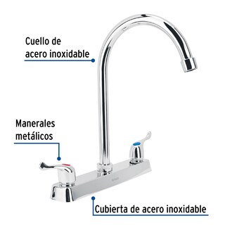 Foto 2 | Mezcladora 8' P/fregadero Cuello Curvo Manerales Palanca Foset