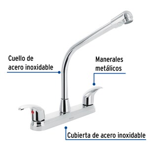 Foto 2 | Mezcladora Inoxidable 8" Foset para Fregadero Cuello Cobra Palanca Aqua color Gris