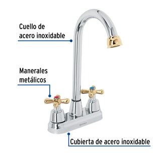 Foto 2 | Mezcladora 4' para Lavabo Tipo Bar Cruceta Foset color Gris
