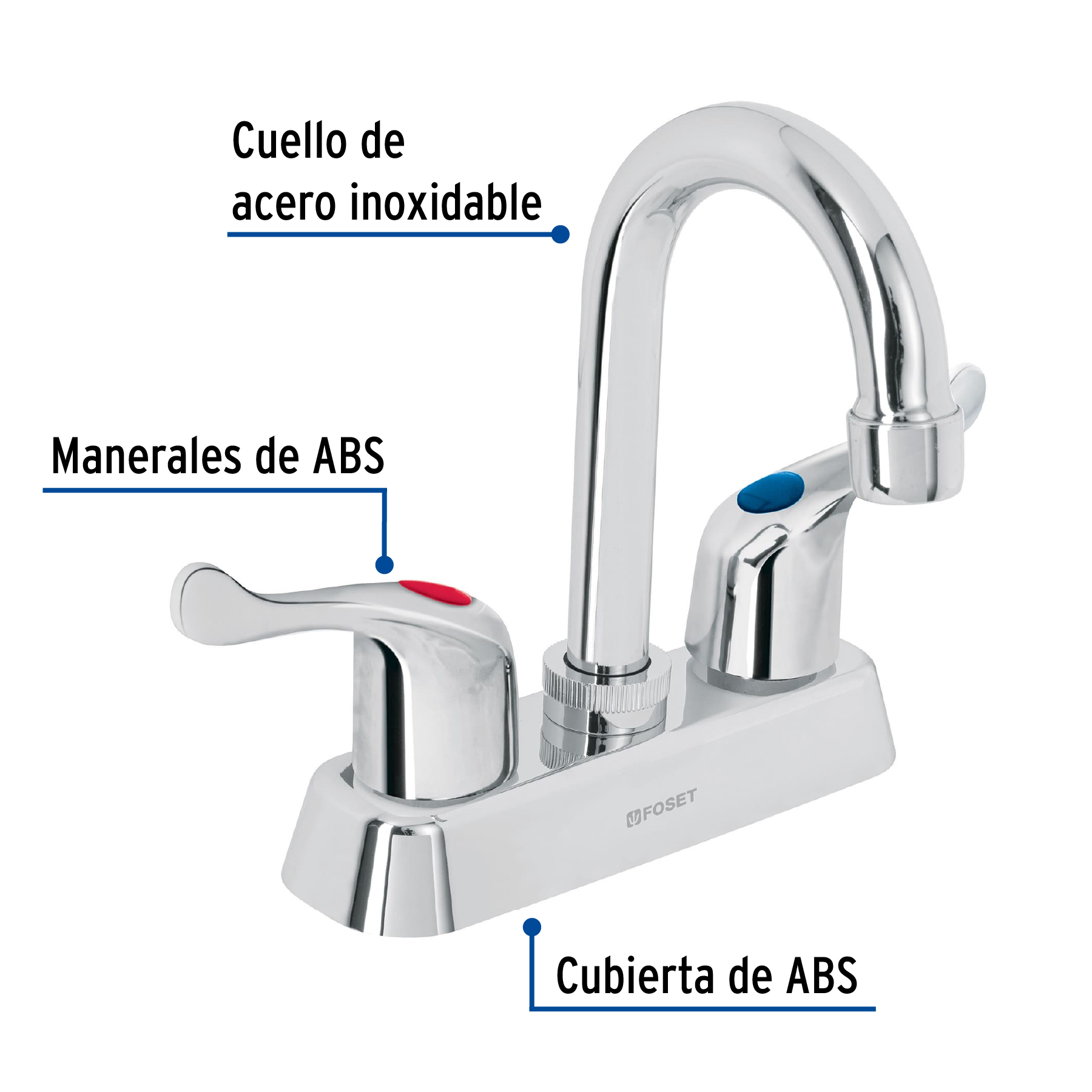 Foto 3 pulgar | Mezcladora Plástica 4' Cuello Tipo Bar para Lavabo Palanca Foset