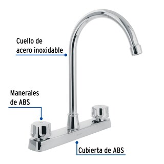 Foto 2 | Mezcladora Plástica 8' P/Fregadero Cuello Alto Hex Basic Fosetc color Gris