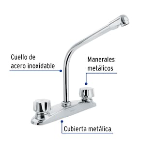 Foto 2 | Mezcladora 8' para Fregadero Cuello Cobra Foset color Gris