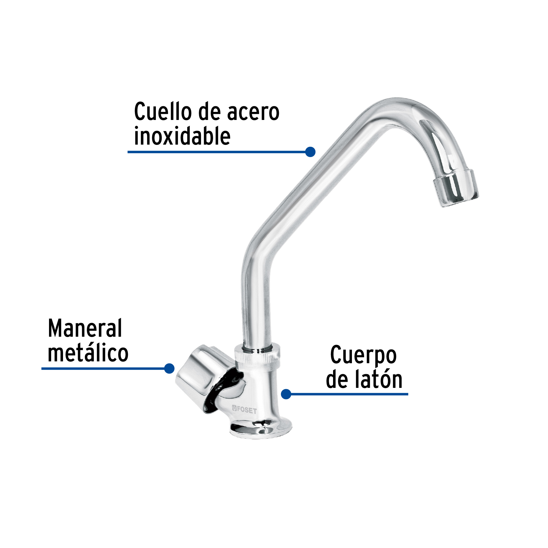 Foto 3 pulgar | Llave Individual para Fregadero Cuello Corto Foset Basic color Gris