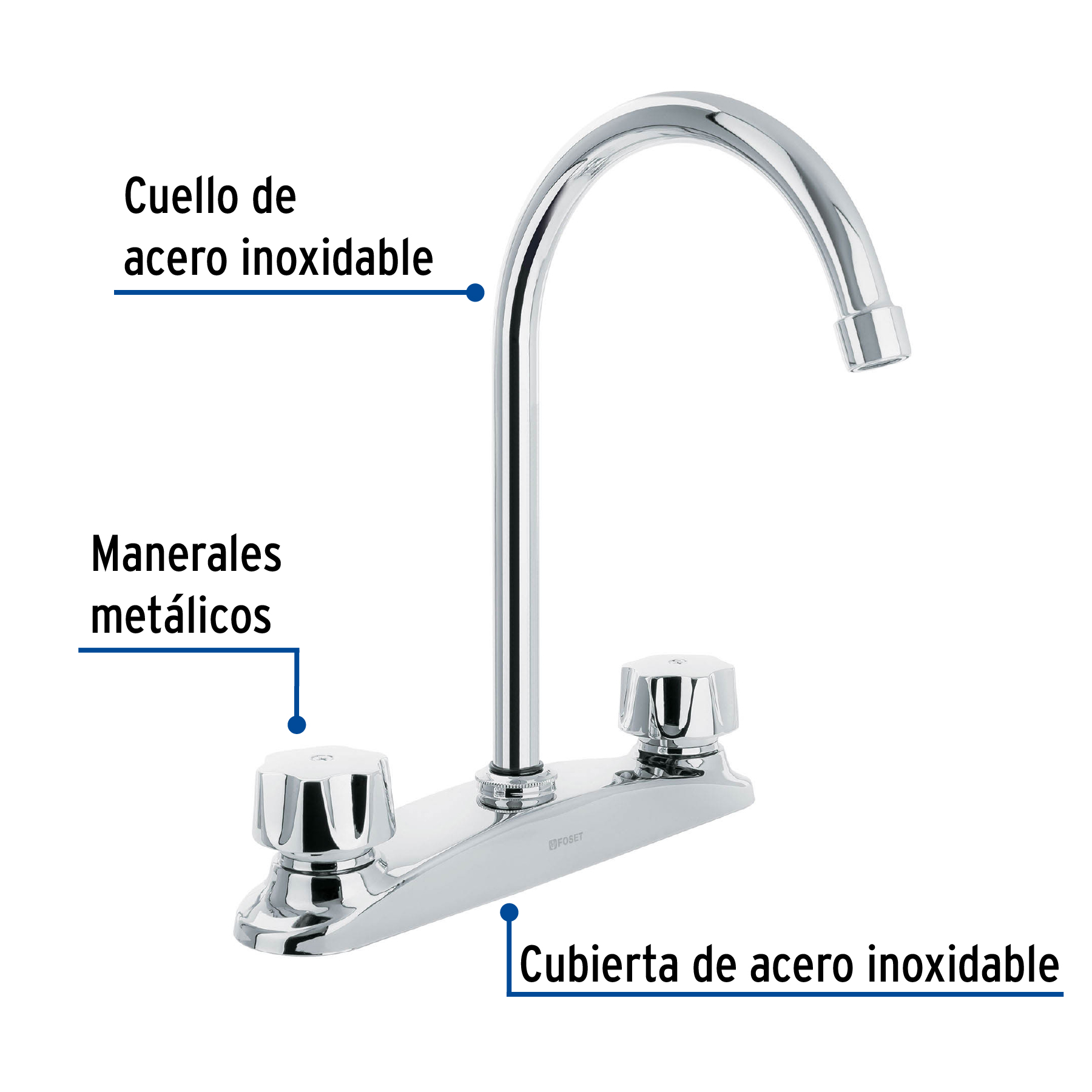 Foto 2 |  Mezcladora 8' para Fregadero Manerales Hexagonal Foset color Gris