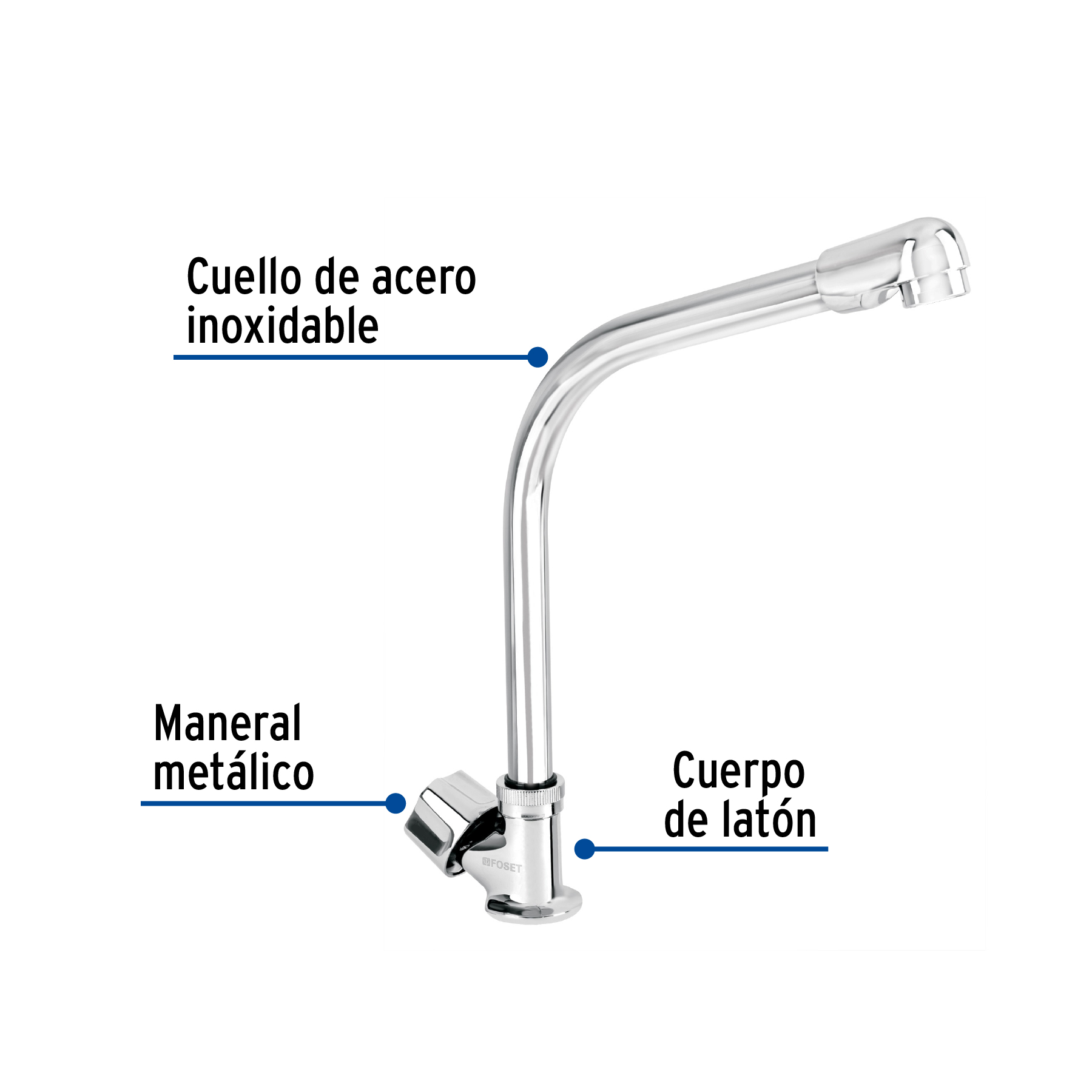 Foto 3 pulgar | Llave Individual para Fregadero Cuello Cobra Foset Basic color Gris