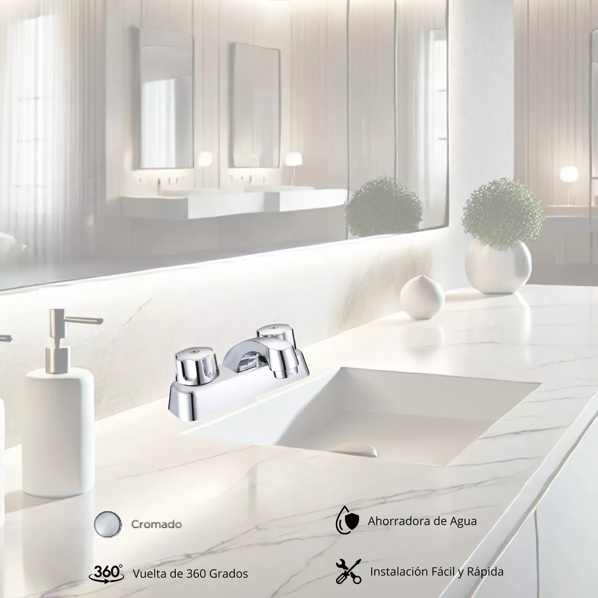 Foto 2 | Mezcladora Cromada Para Lavabo (resistente Y Duradera), Fabricada En Acero Inox, Zinc Y Latón