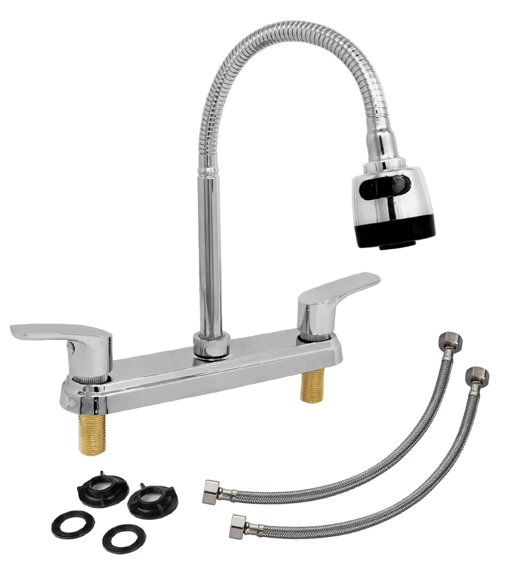 Foto 1 | Grifo Mezclador Doble Comando Cromado Cuello Flexible Para Cocina Y Fregadero Plateado