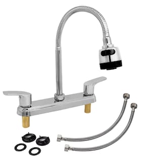 Foto 1 | Grifo Mezclador Doble Comando Cromado Cuello Flexible Para Cocina Y Fregadero Plateado