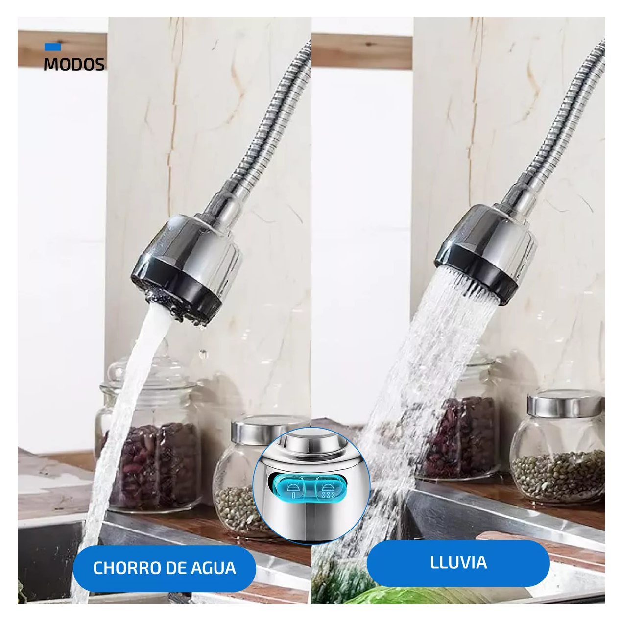 Foto 4 | Grifo Mezclador Doble Comando Cromado Cuello Flexible Para Cocina Y Fregadero Plateado