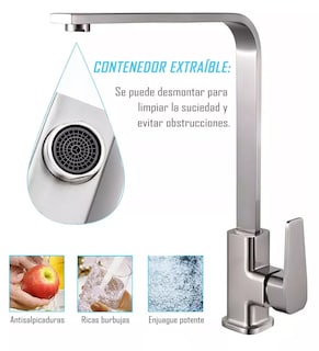 Foto 2 | Mezcladora Para Fregadero Grifo Monomando Cocina Con Cubiert Plata