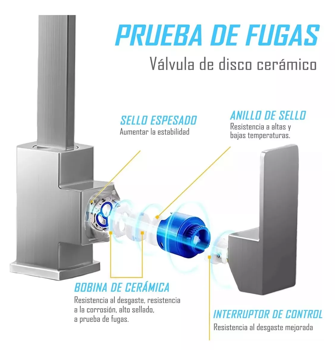 Foto 3 | Mezcladora Para Fregadero Grifo Monomando Cocina Con Cubiert Plata