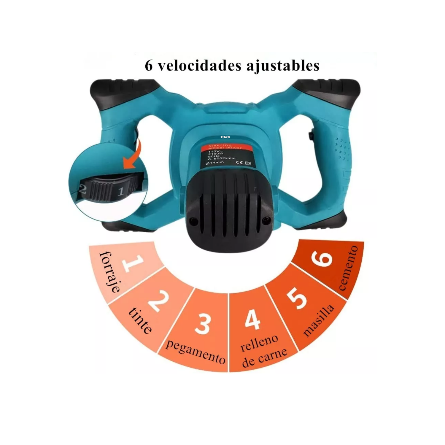 Foto 4 | Language Mezcladora Eléctrica De Cemento Y Pintura 6 Velocidades 2100w Eo Safe Imports Esi-7185-1 Azul