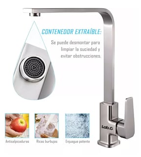Foto 2 | Mezcladora Para Fregadero Grifo Monomando Cocina Con Cubiert Plata