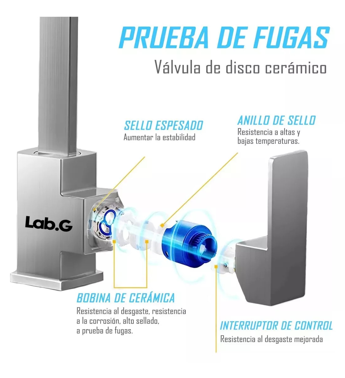 Foto 4 pulgar | Mezcladora Para Fregadero Grifo Monomando Cocina Con Cubiert Plata