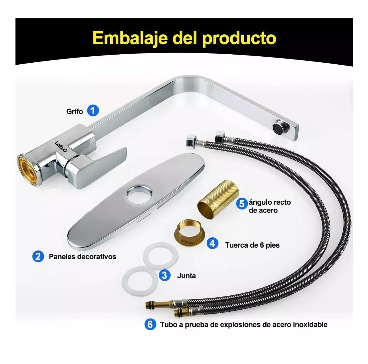 Foto 6 pulgar | Mezcladora Para Fregadero Grifo Monomando Cocina Con Cubiert Plata