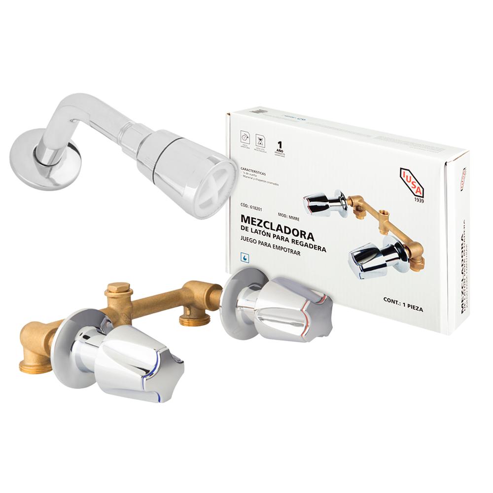 Foto 2 pulgar | Llave Mezcladora Con Regadera Para Empotrar Iusa Primo Esencial Color Plateado