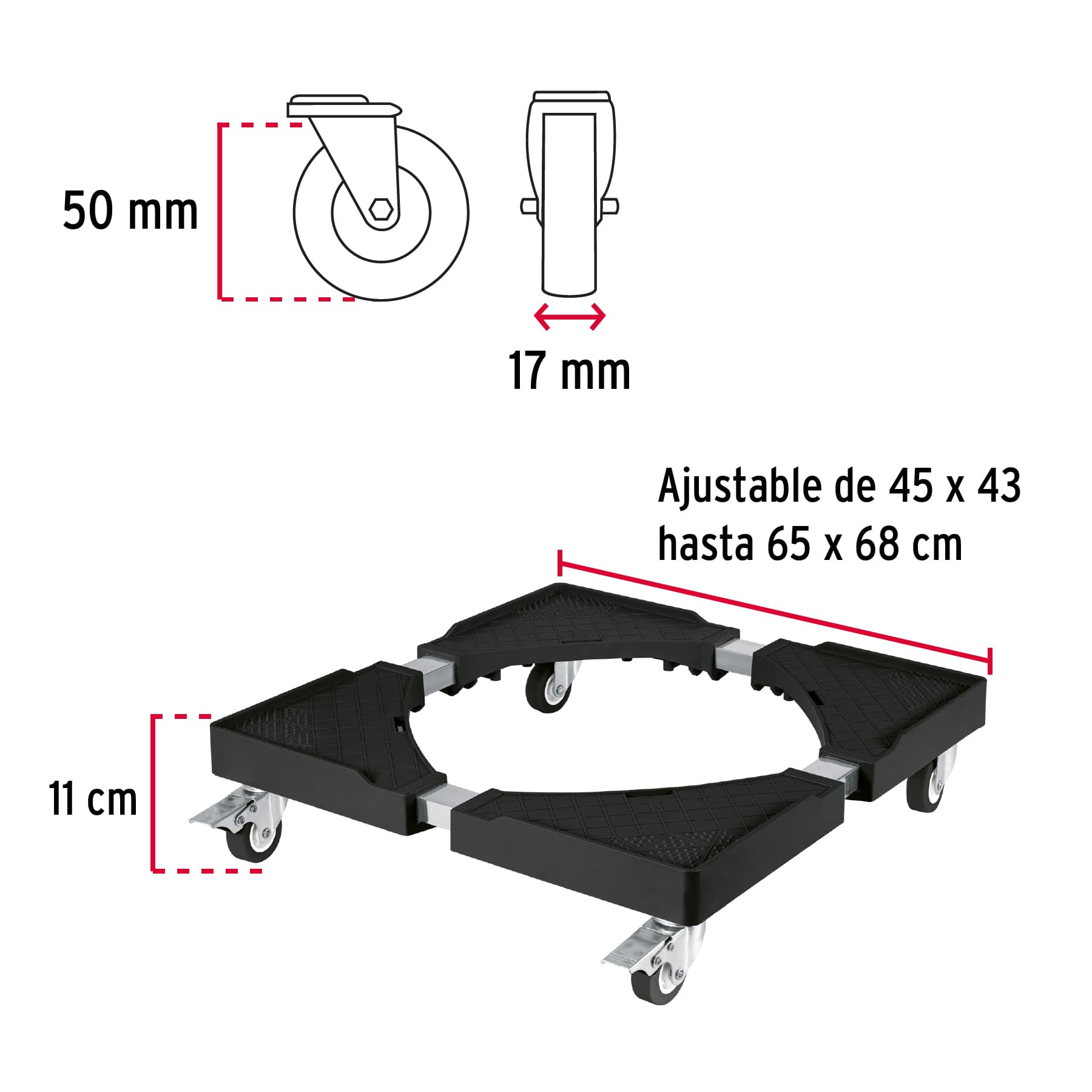 Foto 4 pulgar | Base Universal con Ruedas Truper