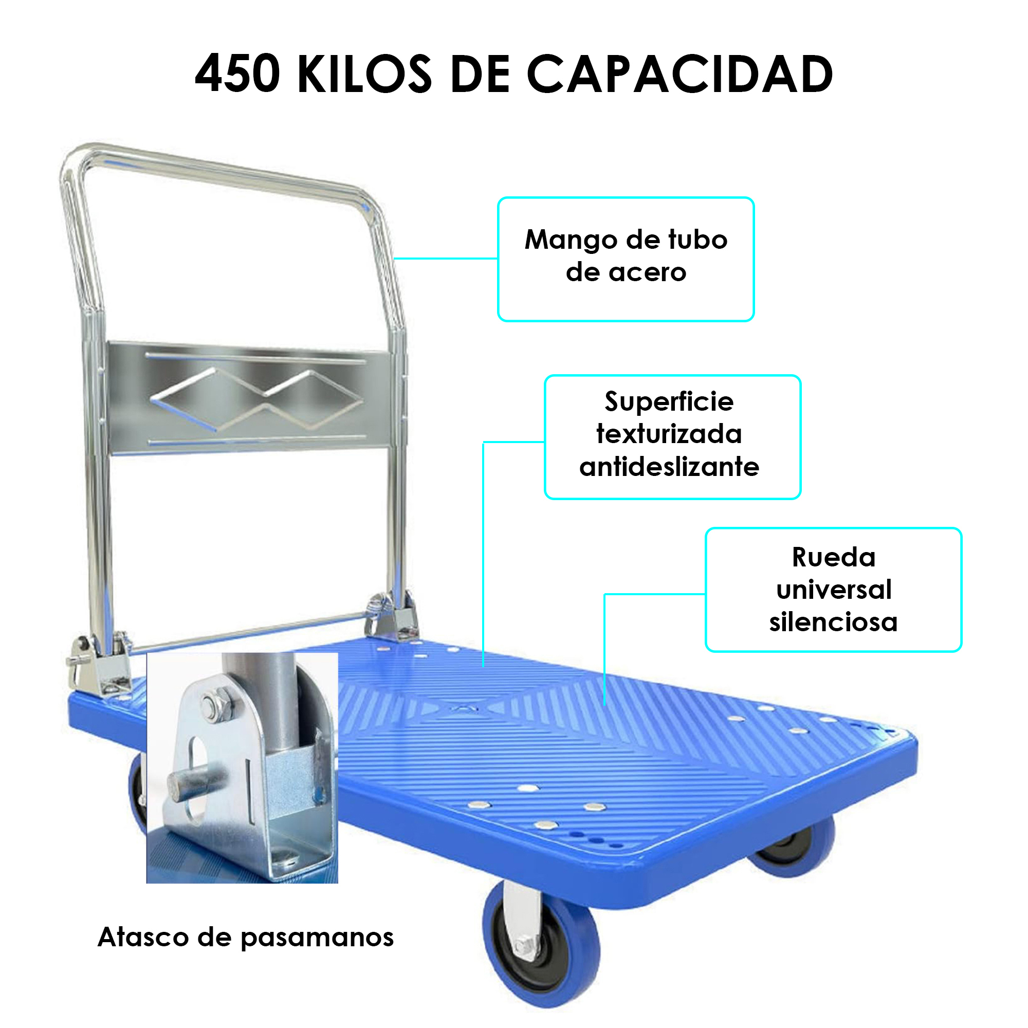 Foto 6 pulgar | Carrito de Carga Plegable Aquila 450 kg
