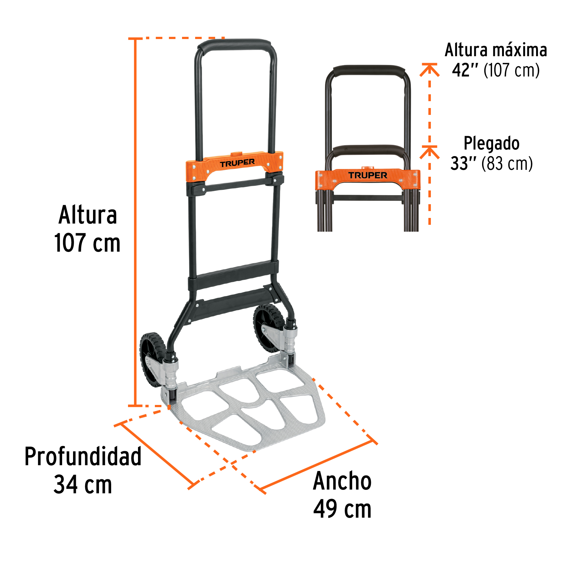 Foto 4 pulgar | Diablo de Carga Truper Plata Plegable 120 Kg