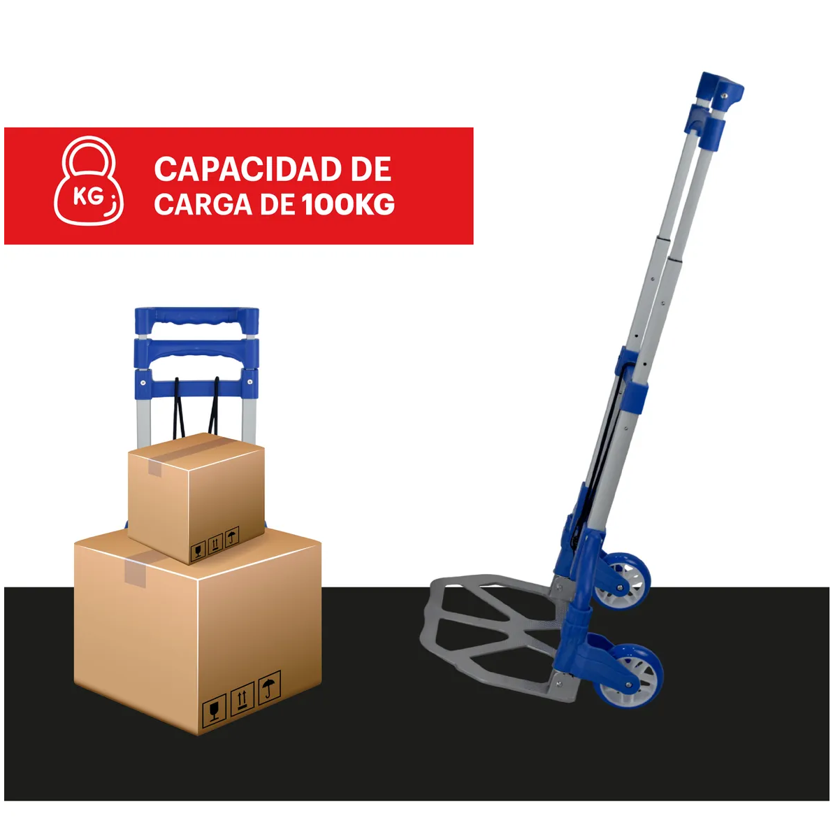 Foto 4 pulgar | Diablo Belug De Carga Plegable 100 Kg Altura Ajustable Resistente Azul
