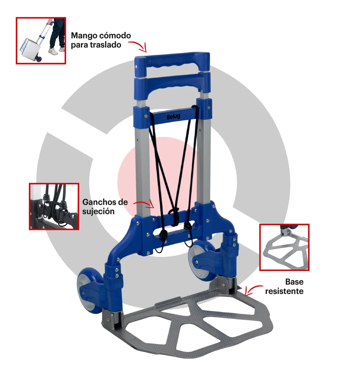 Foto 5 pulgar | Diablo Belug De Carga Plegable 100 Kg Altura Ajustable Resistente Azul