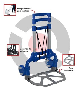Foto 4 | Diablo Belug De Carga Plegable 100 Kg Altura Ajustable Resistente Azul