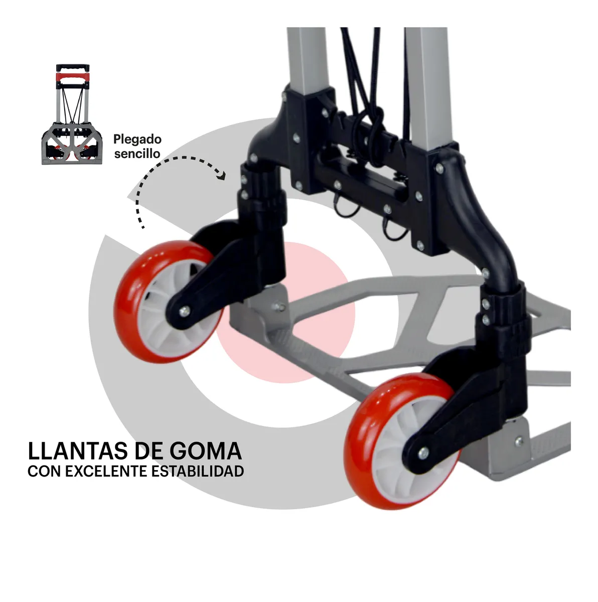 Foto 2 | Diablo Belug De Carga Plegable 100 Kg Altura Ajustable Resistente Rojo